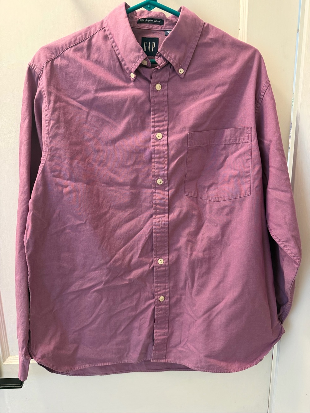 GAP Men's 80s Pin Point Oxford Button-Down Shirt - Purple